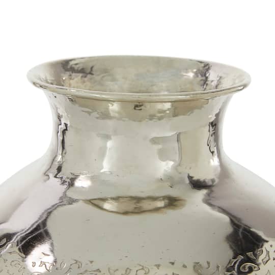 13" Silver Aluminum Contemporary Round Vase